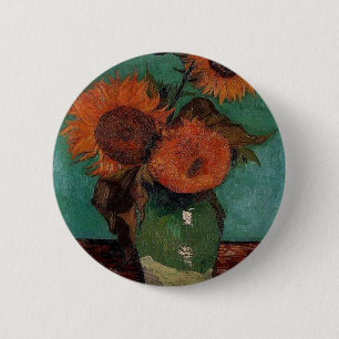 vase with three sunflowers, van Gogh 6 Cm Round Badge