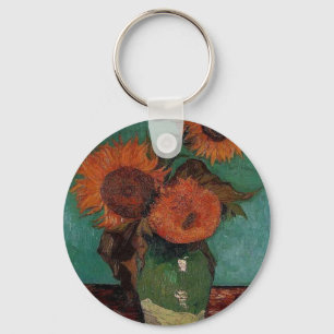 vase with three sunflowers, van Gogh Key Ring
