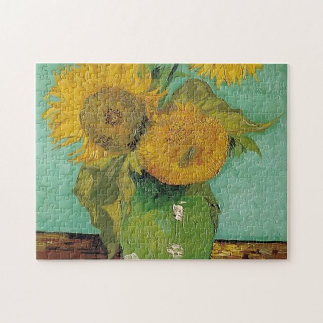 Vase with three sunflowers, Vincent van Gogh Jigsaw Puzzle (Horizontal)