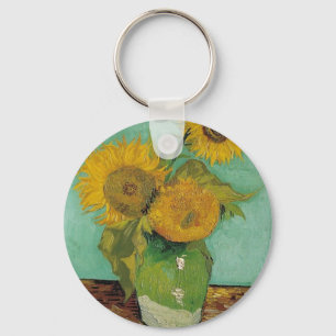 Vase with three sunflowers, Vincent van Gogh Key Ring