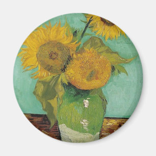 Vase with three sunflowers, Vincent van Gogh Magnet