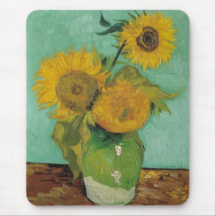 Vase with three sunflowers, Vincent van Gogh Mouse Mat