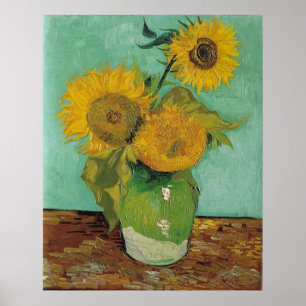 Vase with three sunflowers, Vincent van Gogh Poster