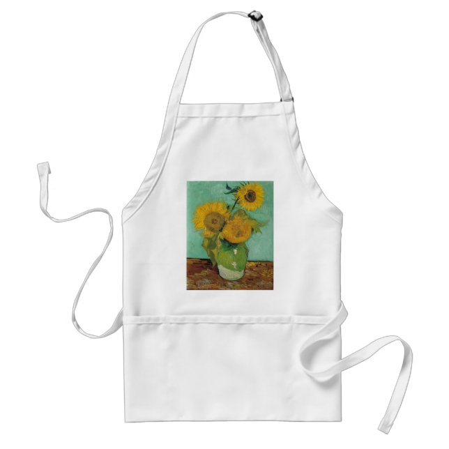 Vase with three sunflowers, Vincent van Gogh Standard Apron (Front)