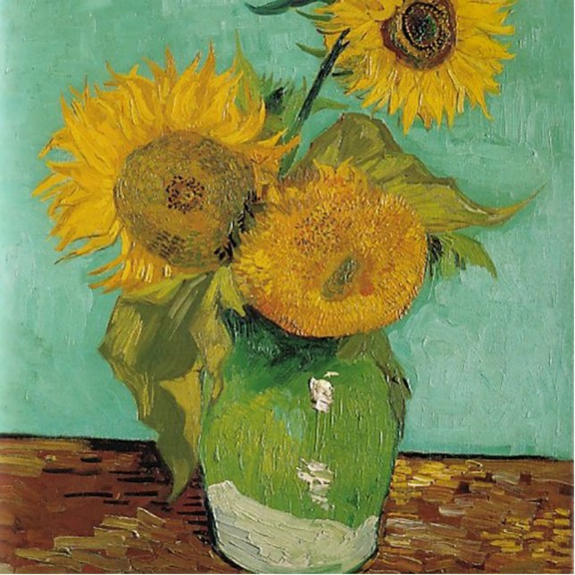 Vase with three sunflowers, Vincent van Gogh Standing Photo Sculpture (Front)
