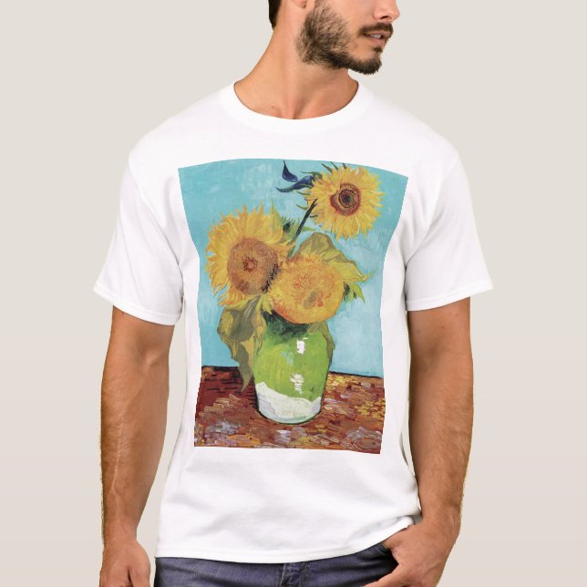 Vase with Three Sunglowers 1888 by Vincent van Gog T-Shirt (Front)