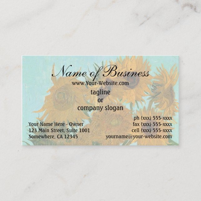 Vase with Twelve Sunflowers by Vincent van Gogh Business Card (Front)