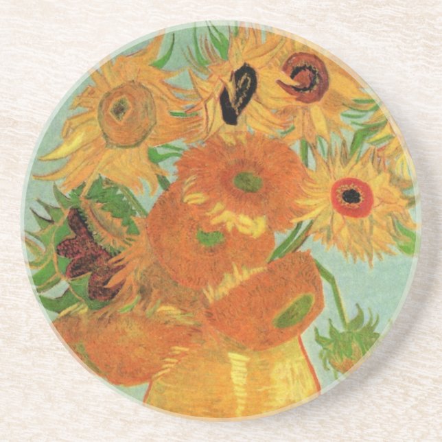 Vase with Twelve Sunflowers by Vincent van Gogh Coaster (Front)