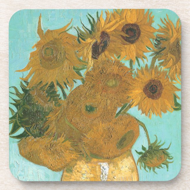 Vase with Twelve Sunflowers by Vincent van Gogh Coaster (Front)