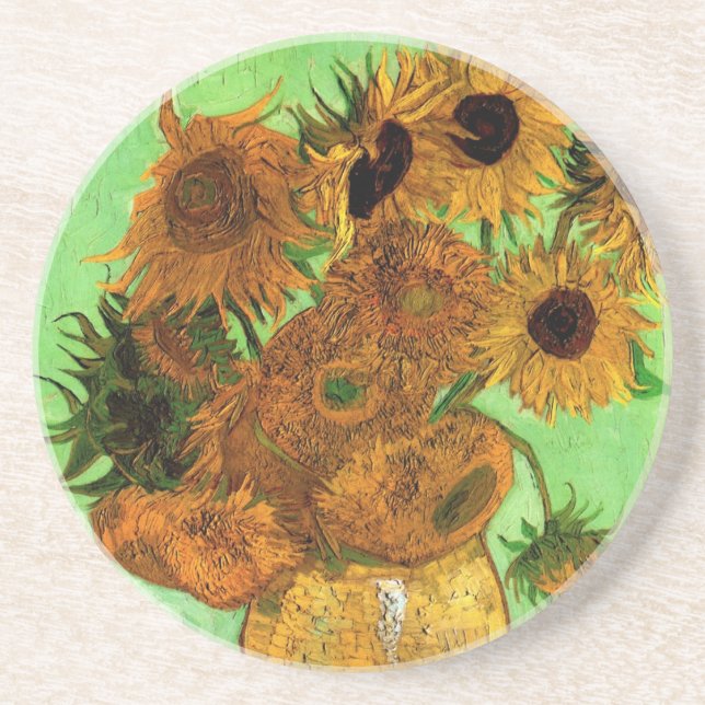Vase with Twelve Sunflowers by Vincent van Gogh Coaster (Front)