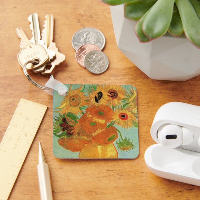 Vase with Twelve Sunflowers by Vincent van Gogh Key Ring (Desk)