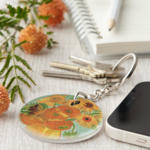 Vase with Twelve Sunflowers by Vincent van Gogh Key Ring