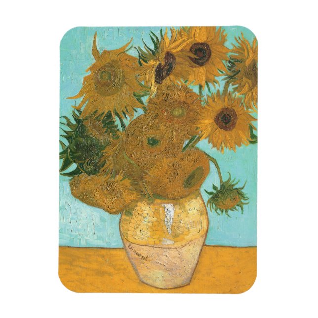 Vase with Twelve Sunflowers by Vincent van Gogh Magnet (Vertical)