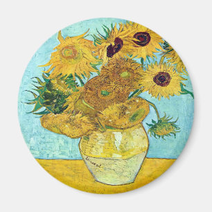 Vase With Twelve Sunflowers By Vincent Van Gogh Magnet
