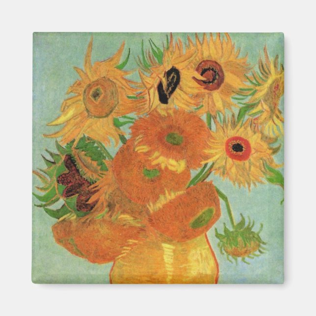 Vase with Twelve Sunflowers by Vincent van Gogh Magnet (Front)