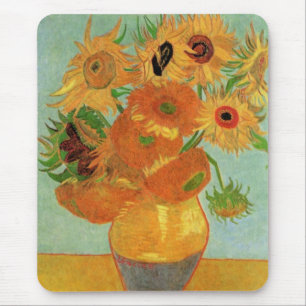Vase with Twelve Sunflowers by Vincent van Gogh Mouse Mat