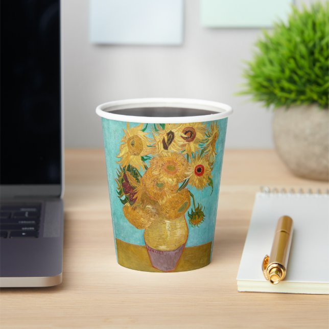 Vase with Twelve Sunflowers by Vincent Van Gogh  Paper Cups (Insitu)
