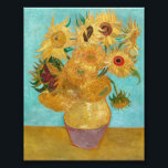 Vase with Twelve Sunflowers by Vincent Van Gogh  Photo Print<br><div class="desc">Vase with Twelve Sunflowers was completed by Vincent Van Gogh as part of the second series in August 1888 in Arles and is painted as oil on canvas. Van Gogh was intent on focusing on creating 'broken yellows' which would 'burst against various blue backgrounds', almost like a stained-glass window in...</div>