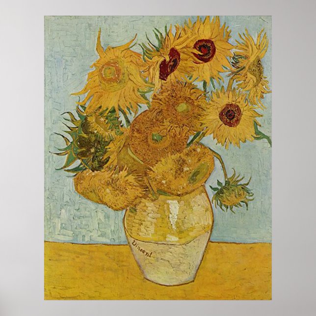 Vase with Twelve Sunflowers by Vincent van Gogh Poster (Front)