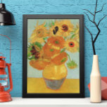 Vase with Twelve Sunflowers by Vincent van Gogh Poster<br><div class="desc">Still Life: Vase with Twelve Sunflowers by Vincent van Gogh is a vintage fine art post impressionism still life floral painting. A beautiful summer bouquet with a dozen sunflower flowers fresh from the garden. Part of a series of sunflowers that van Gogh did in various states. About the artist: Vincent...</div>