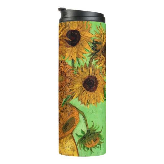 Vase with Twelve Sunflowers by Vincent van Gogh Thermal Tumbler (Rotated Right)