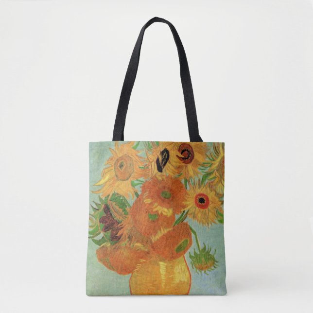 Vase with Twelve Sunflowers by Vincent van Gogh Tote Bag (Front)