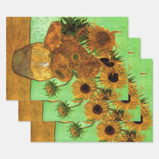 Vase with Twelve Sunflowers by Vincent van Gogh Wrapping Paper Sheet (Set)
