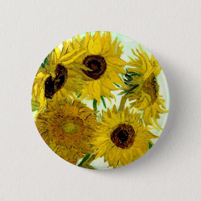 Vase with Twelve Sunflowers, Van Gogh Fine Art 6 Cm Round Badge (Front)