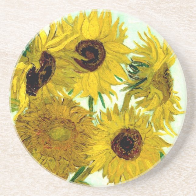 Vase with Twelve Sunflowers, Van Gogh Fine Art Coaster (Front)
