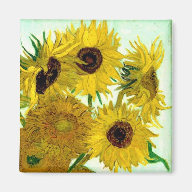Vase with Twelve Sunflowers, Van Gogh Fine Art Magnet (Front)