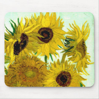 Vase with Twelve Sunflowers, Van Gogh Fine Art Mouse Mat