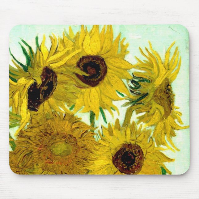 Vase with Twelve Sunflowers, Van Gogh Fine Art Mouse Mat (Front)