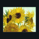 Vase with Twelve Sunflowers, Van Gogh Fine Art Postcard<br><div class="desc">Still Life: Vase with Twelve Sunflowers, Vincent van Gogh. Arles, August 1888. Vase with Twelve Sunflowers is the third version of the second sunflowers series by Vincent van Gogh, painted in Arles during August 1888. The background is blue-green and the flowers seem much more yellow than in the former two...</div>