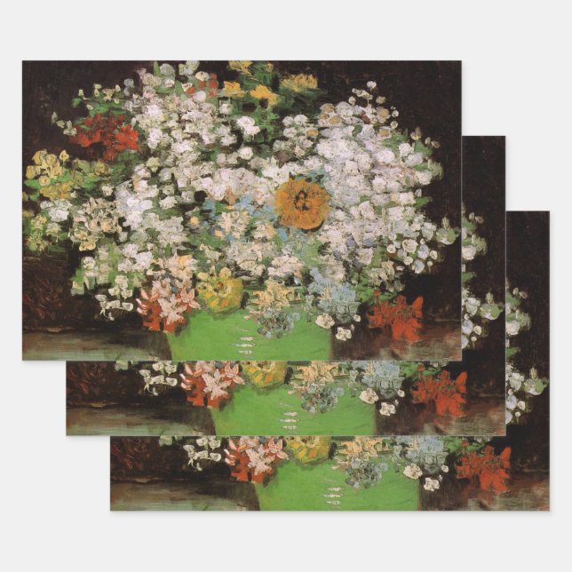 Vase with Zinnia Flowers by Vincent van Gogh Wrapping Paper Sheet (Set)