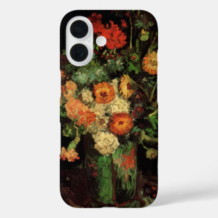 Vase with Zinnias and Geraniums, Vincent van Gogh iPhone 16 Case
