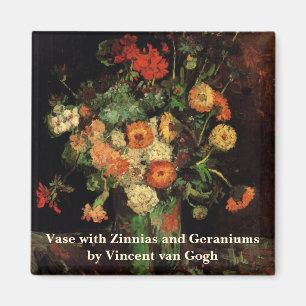 Vase with Zinnias and Geraniums, Vincent van Gogh Magnet