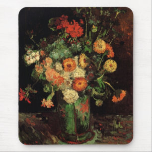 Vase with Zinnias and Geraniums, Vincent van Gogh Mouse Mat