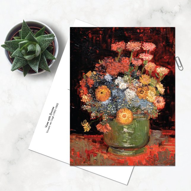 Vase with Zinnias Vincent Van Gogh Postcard (Creator Uploaded)