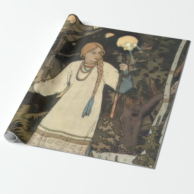 Vasilisa the Beautiful at the Hut of Baba Yaga - I Wrapping Paper (Unrolled)