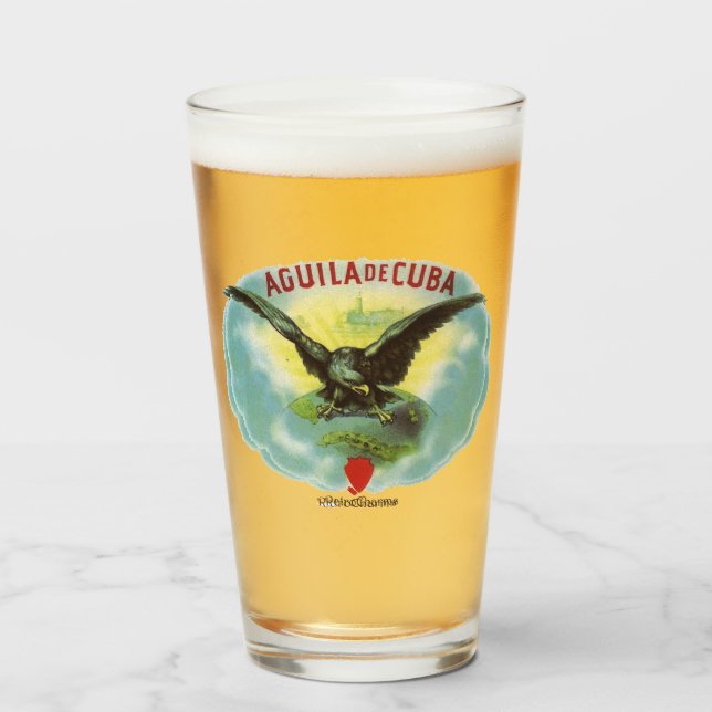 Vaso de cerveza Aguila de Cuba by RetroCharms Glass (Front Filled)