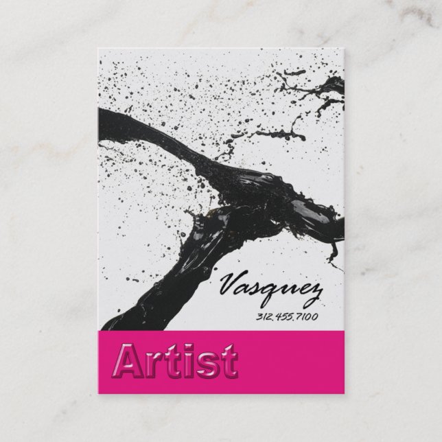 Vasquez - Bold Artist Painter Illustrator fuschia Business Card (Front)