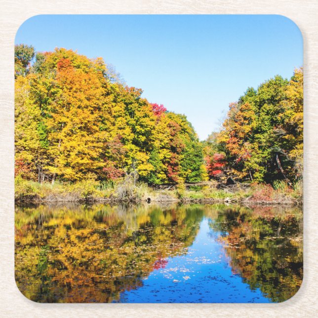 Vassar Farms Pond Square Paper Coaster (Front)