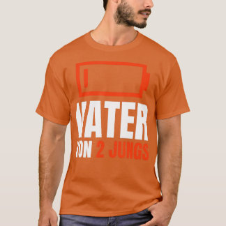 Vater von 2 JUNGS  Battery Empty Fathers Day Boys  T-Shirt