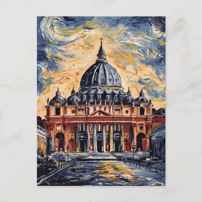 Vatican Cathedral St. Peter's Basilica painting  Postcard (Front)