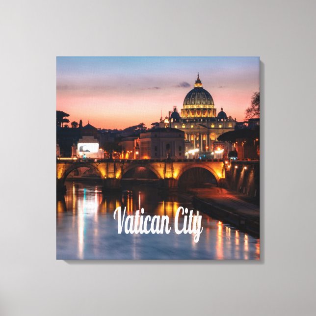 Vatican City At Night Roman Catholic Church Canvas Print (Front)