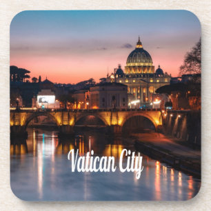 Vatican City At Night Roman Catholic Church Coaster
