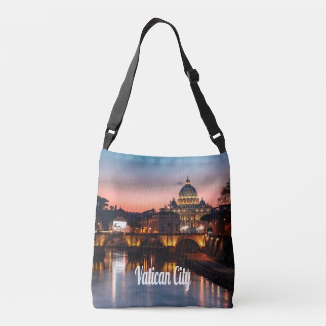 Vatican City At Night Roman Catholic Church Crossbody Bag (Back)