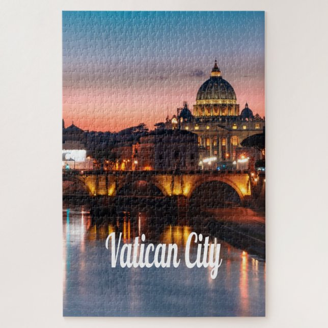 Vatican City At Night Roman Catholic Church Jigsaw Puzzle (Vertical)