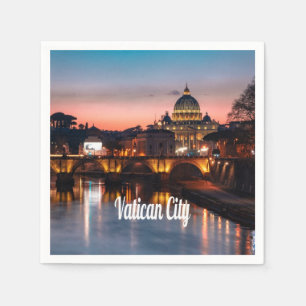 Vatican City At Night Roman Catholic Church Napkin