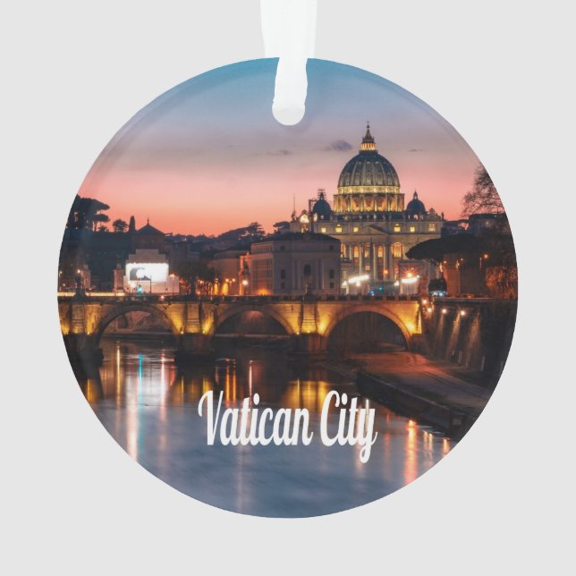 Vatican City At Night Roman Catholic Church Ornament (Back)